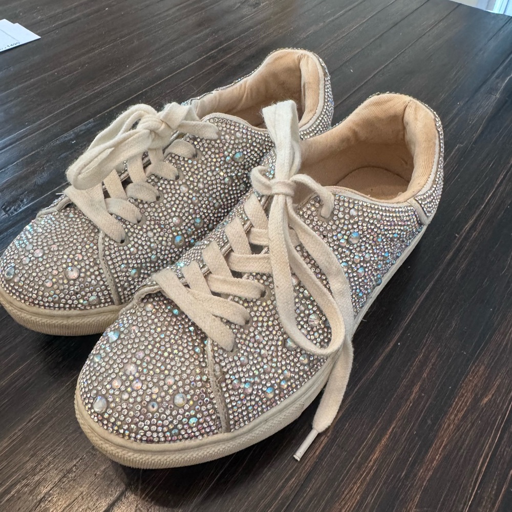 Embellished Beige Sneakers